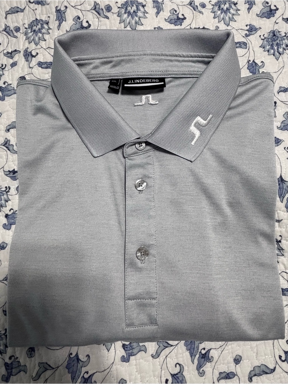 J Lindeberg Polo Shirt Mens XXL Light Gray Tour Tech American Fit Golf NWOT